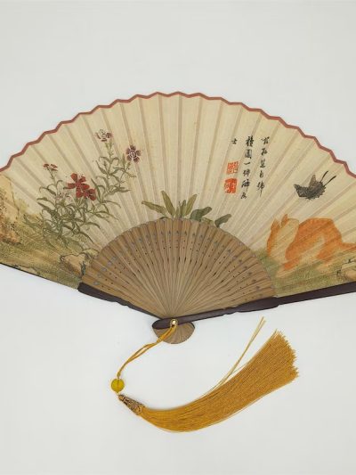 Landscape and Animal Cream Folding Fan