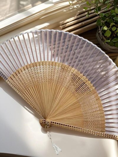 Openwork lace folding fan