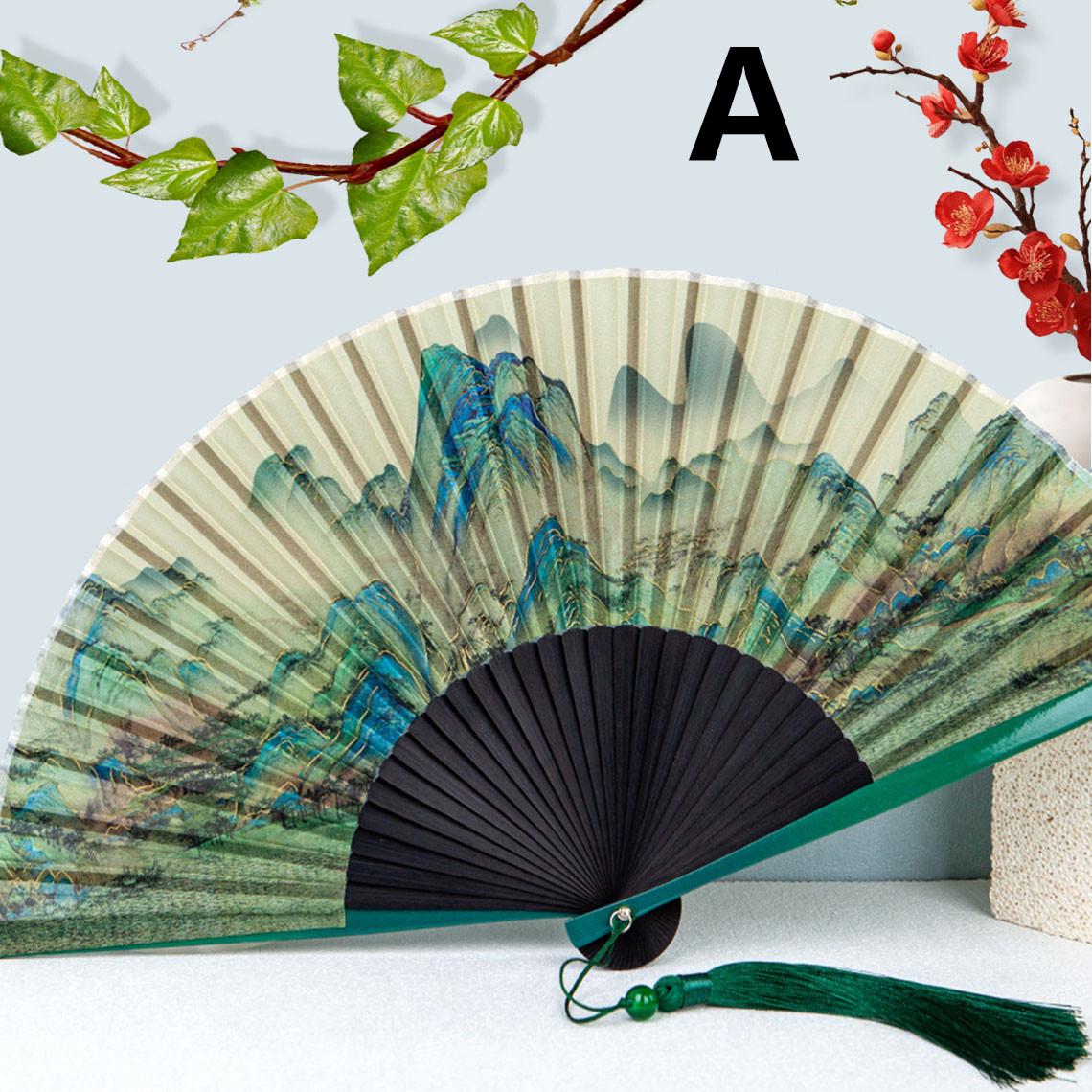 Cherry blossom branch pattern Suzhou folding fan - Image 2