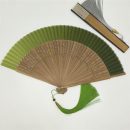 Simple floral green folding fan