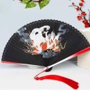 Nine-tailed fox red lotus flame pattern folding fan