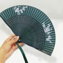 White plum blossom branch floral folding fan