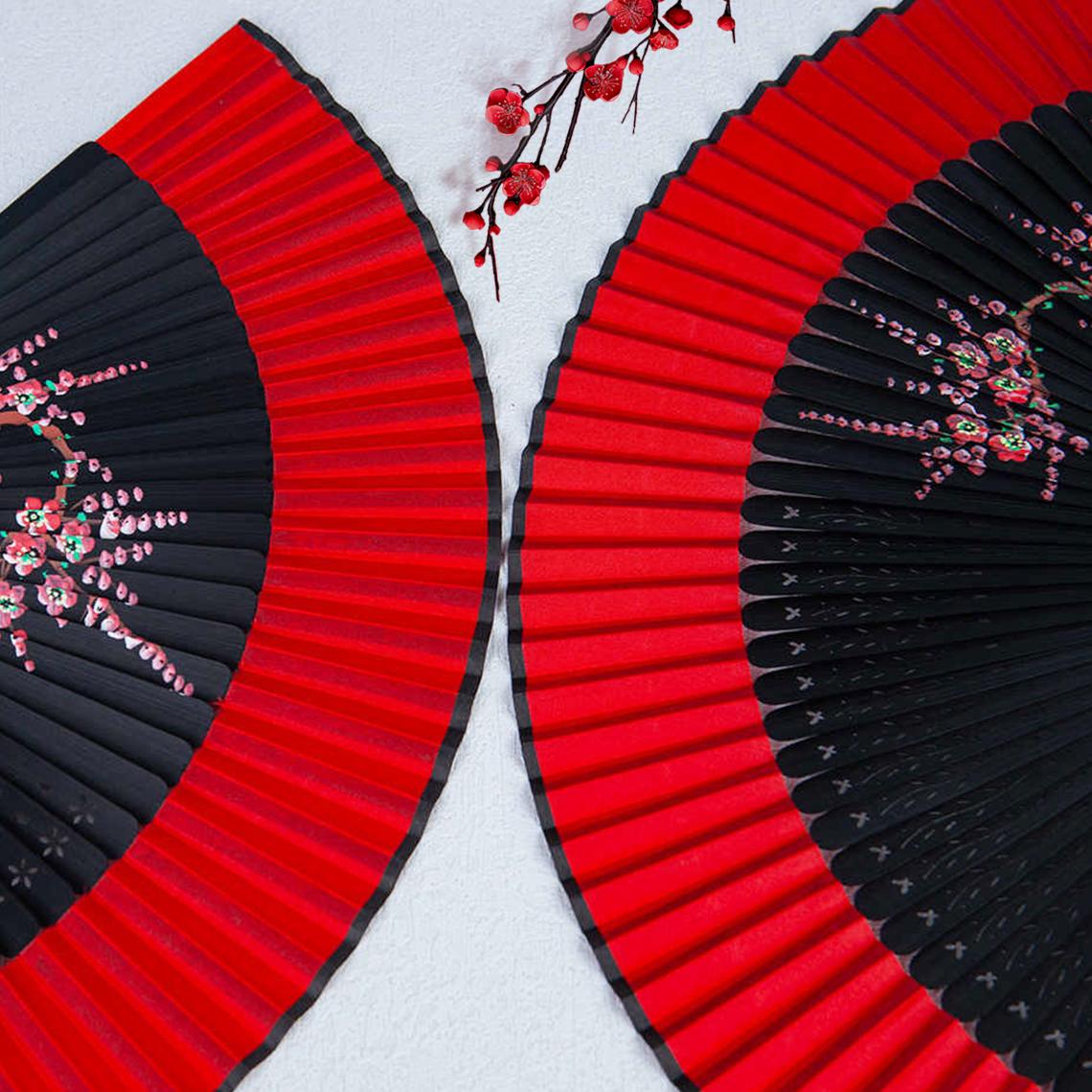 Cherry blossom and white rabbit pattern folding fan - Image 3